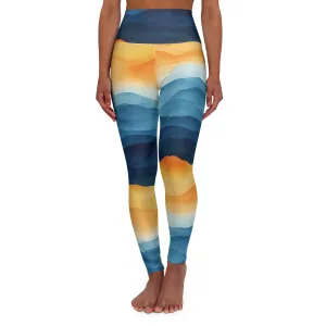 Blushing Heights High Waisted Mountain Sunrise Yoga Leggings | Comfort & Style for Active Living