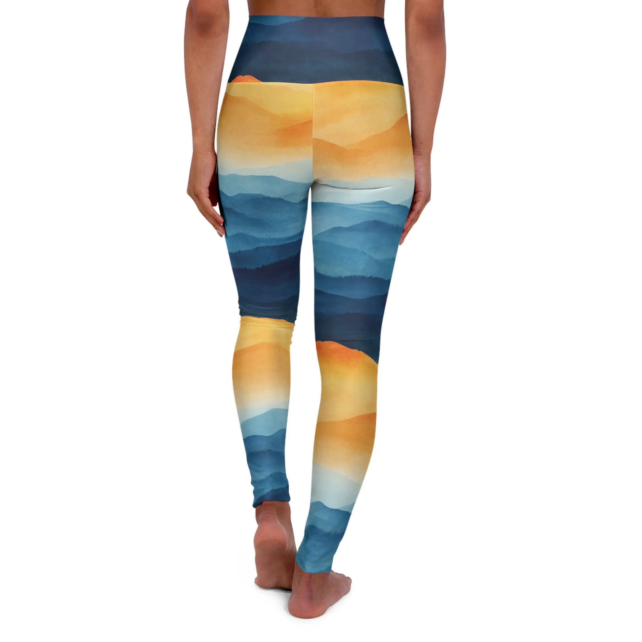 Blushing Heights High Waisted Mountain Sunrise Yoga Leggings | Comfort & Style for Active Living