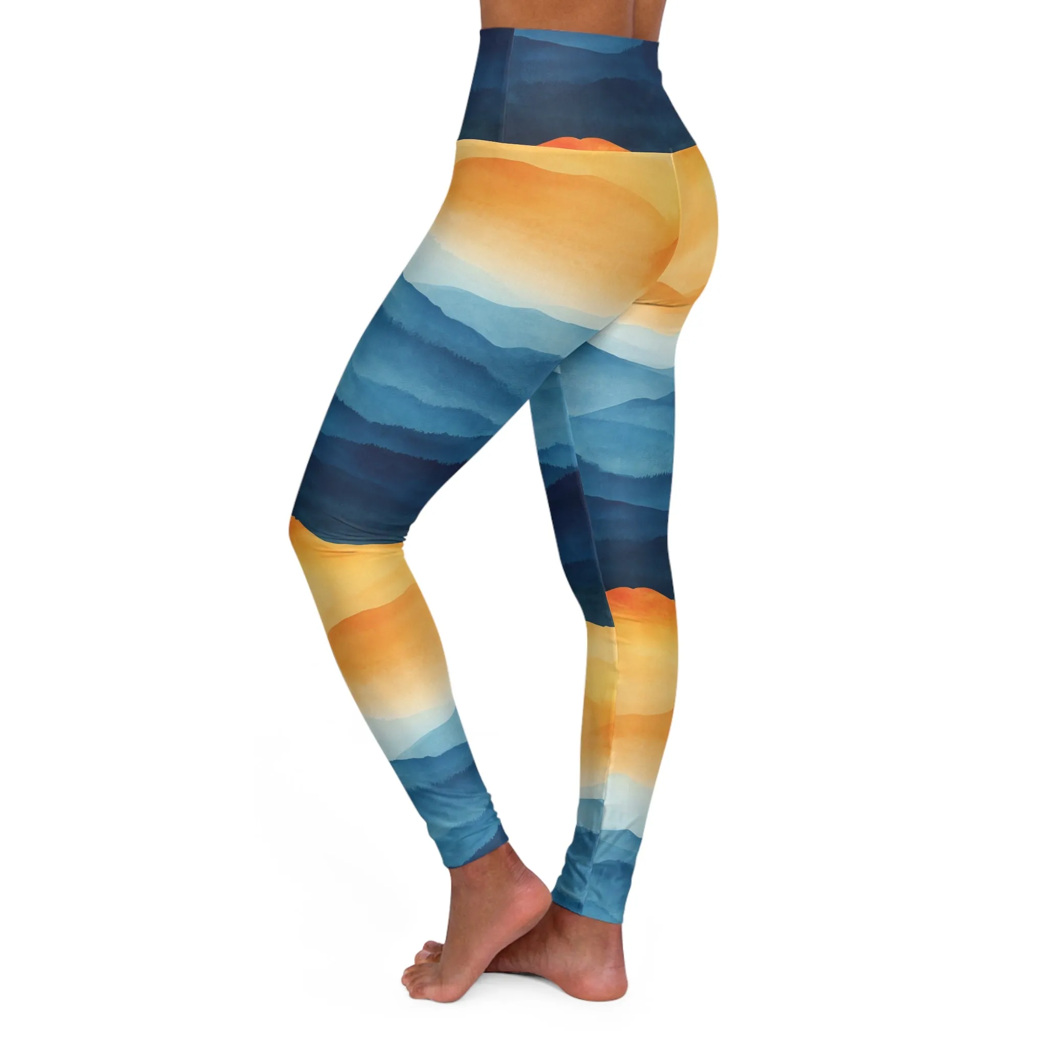 Blushing Heights High Waisted Mountain Sunrise Yoga Leggings | Comfort & Style for Active Living