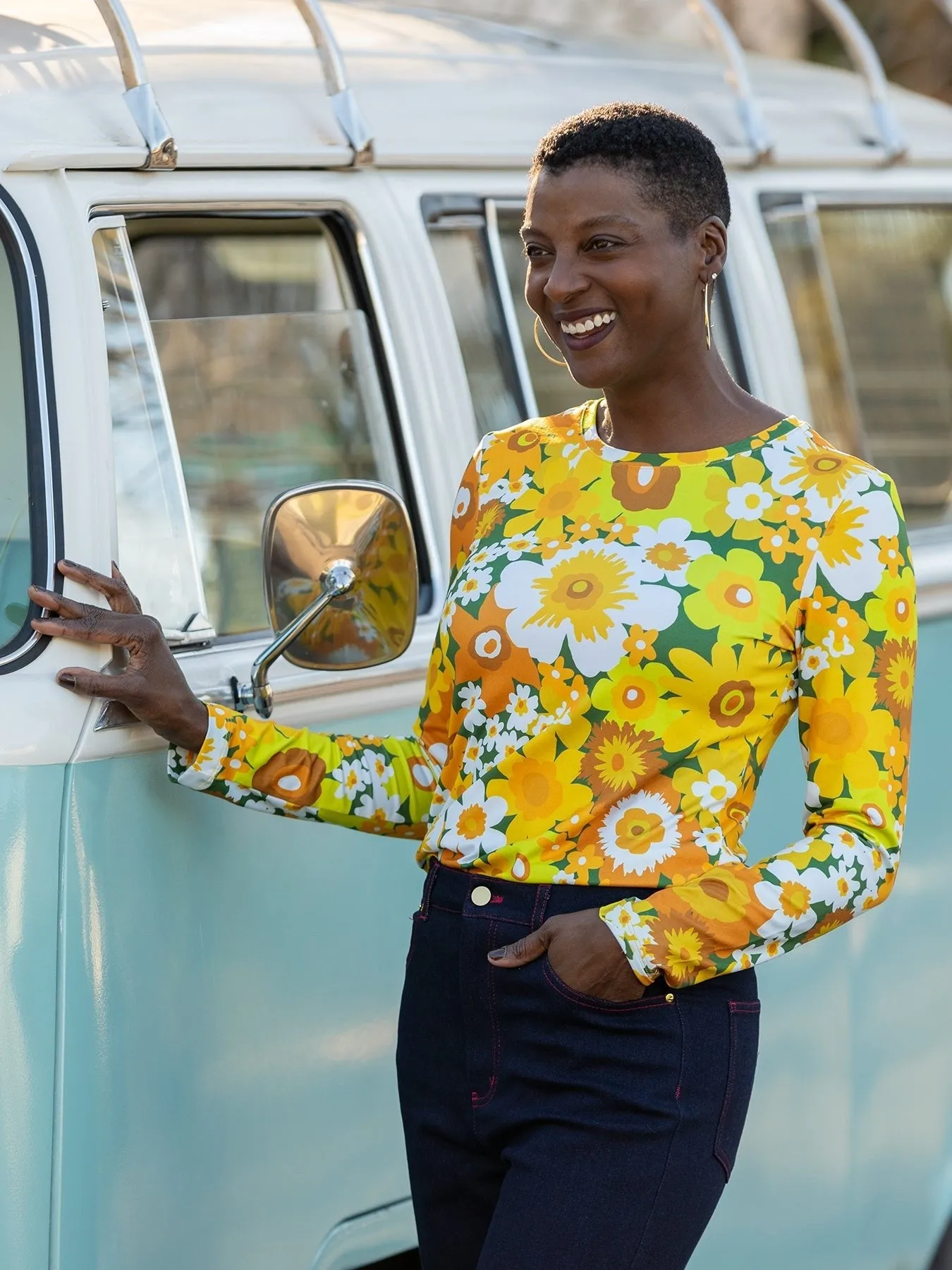 BRIDGET tee Flower Power Yellow