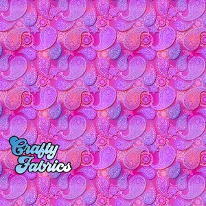 Bright Fuschia Pink Paisley Fabric Printed By the Yard, Half Yard or Fat Quarter