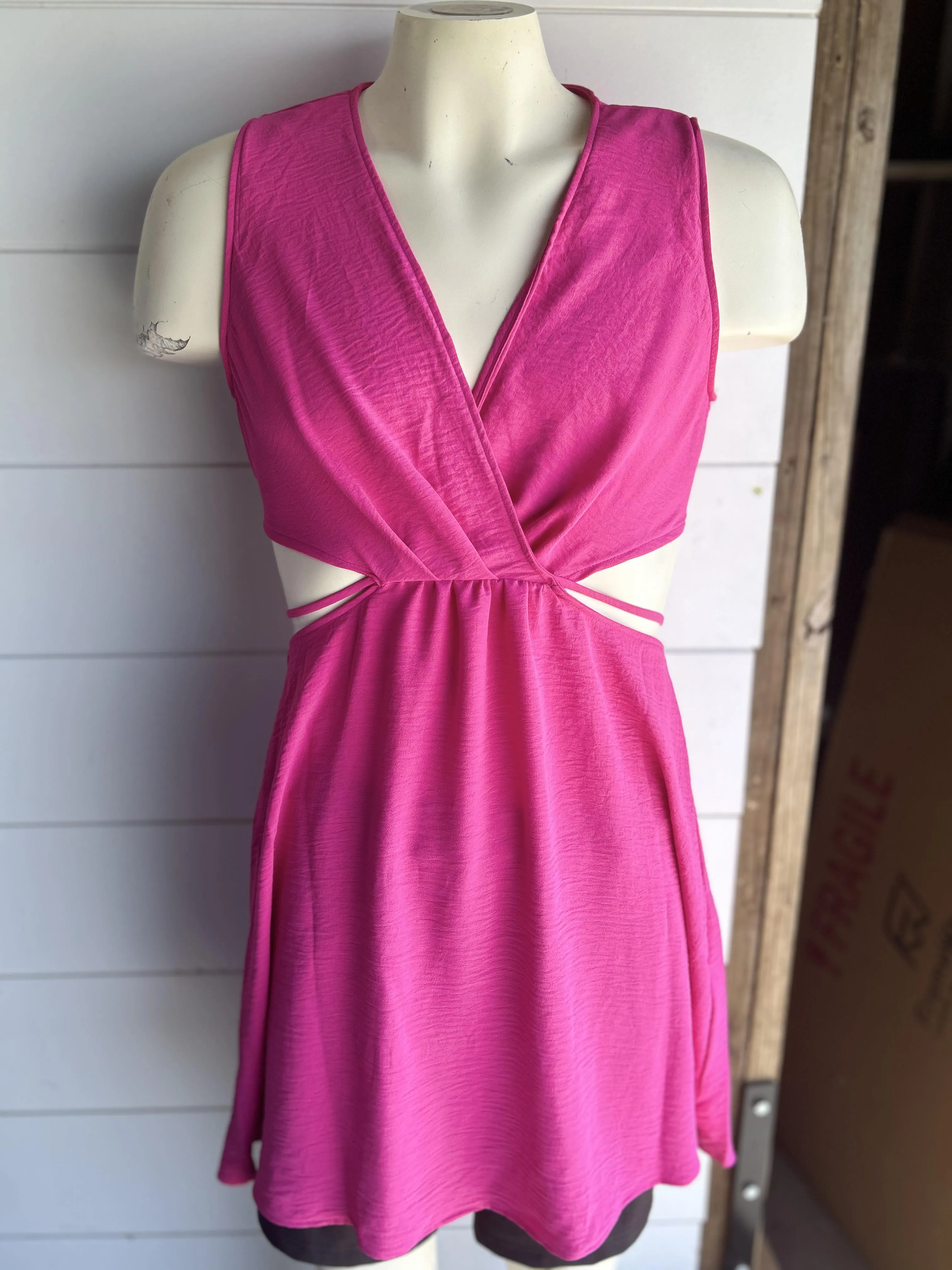 Bringing the Heat Fuchsia Cut Out Dress** - Final Sale