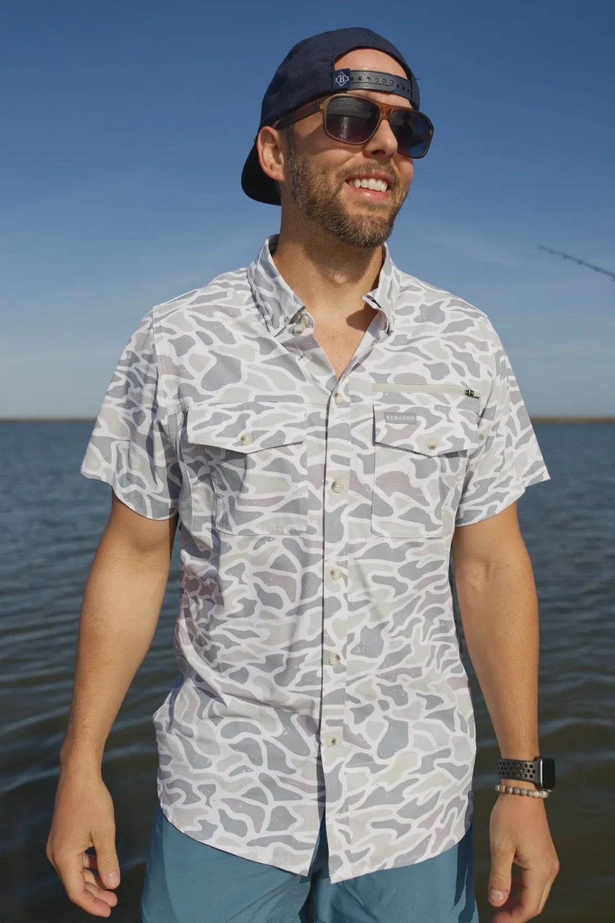 Burlebo White Camo Performance Fishing Shirt