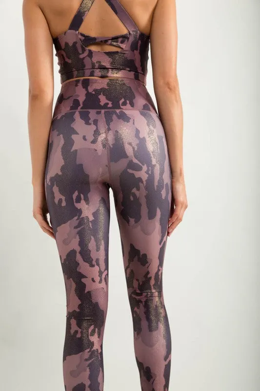 Camo Foil Brown Leggings
