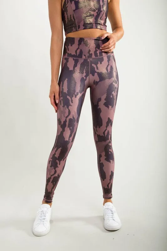 Camo Foil Brown Leggings