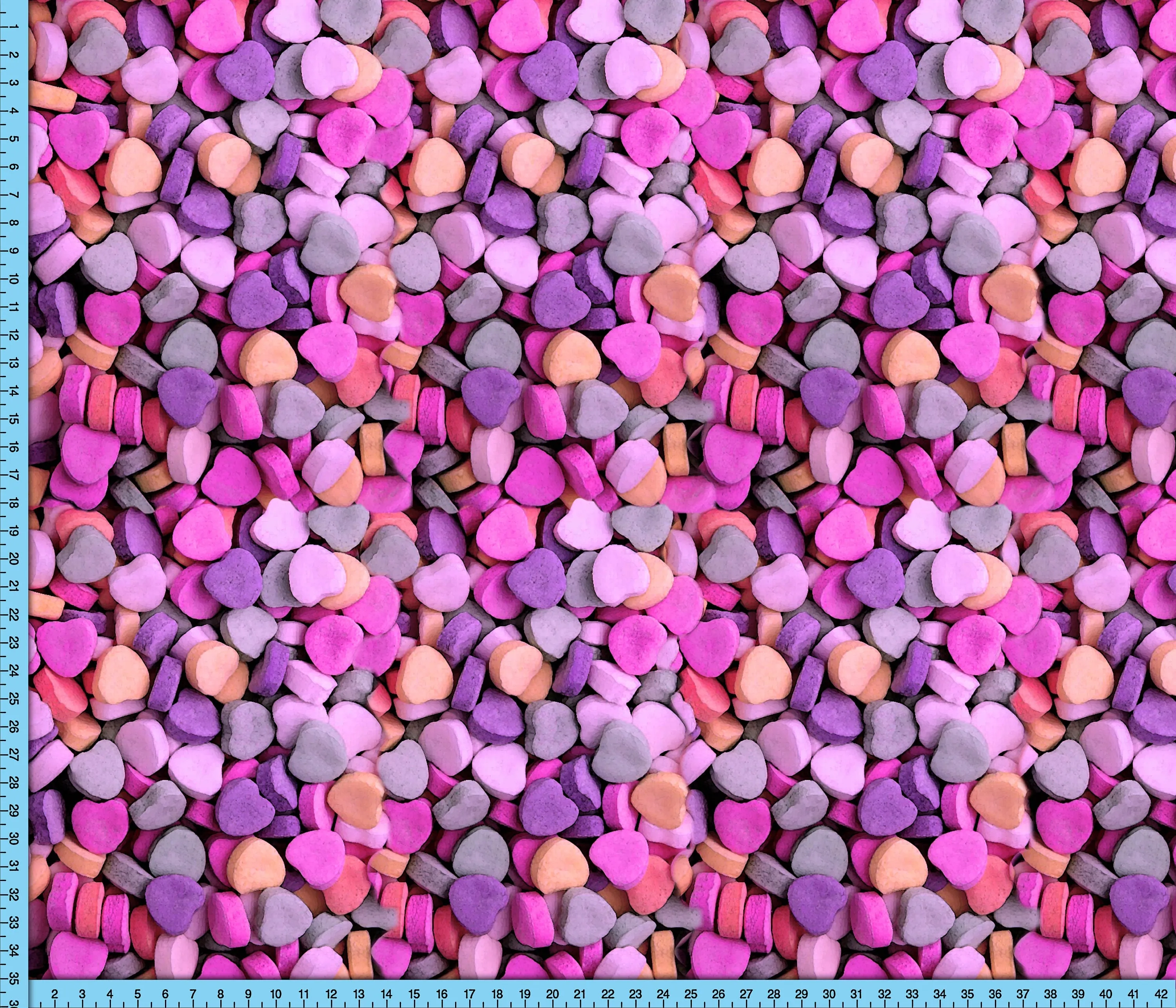 Candy Hearts Fabric By The Yard, Realistic Valentine Photo Fabric of I Love You Hearts Printed on the fabric of your choice, Mask Fabric