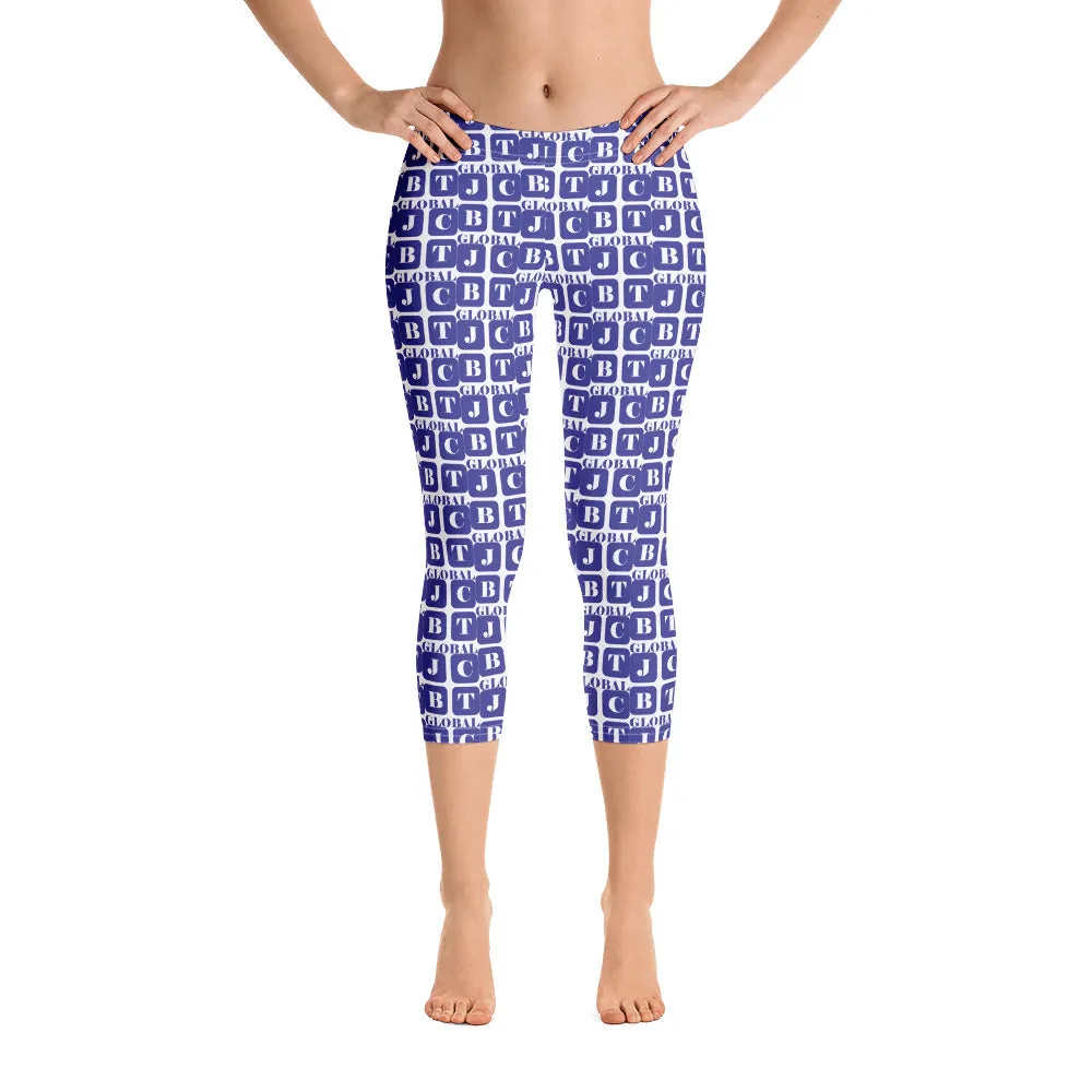 Capri Leggings "2023-0281 White (Blue Logo)"