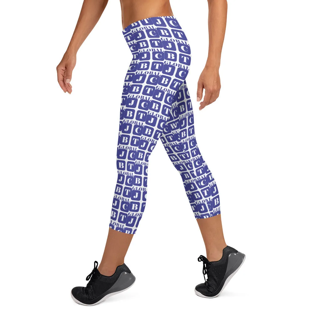 Capri Leggings "2023-0281 White (Blue Logo)"