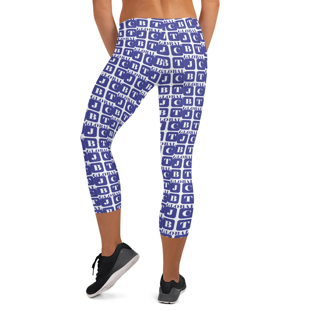 Capri Leggings "2023-0281 White (Blue Logo)"