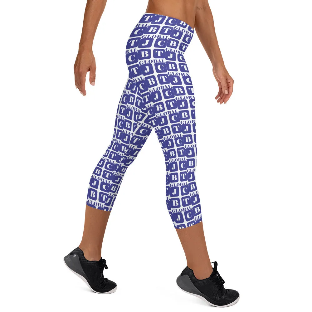 Capri Leggings "2023-0281 White (Blue Logo)"
