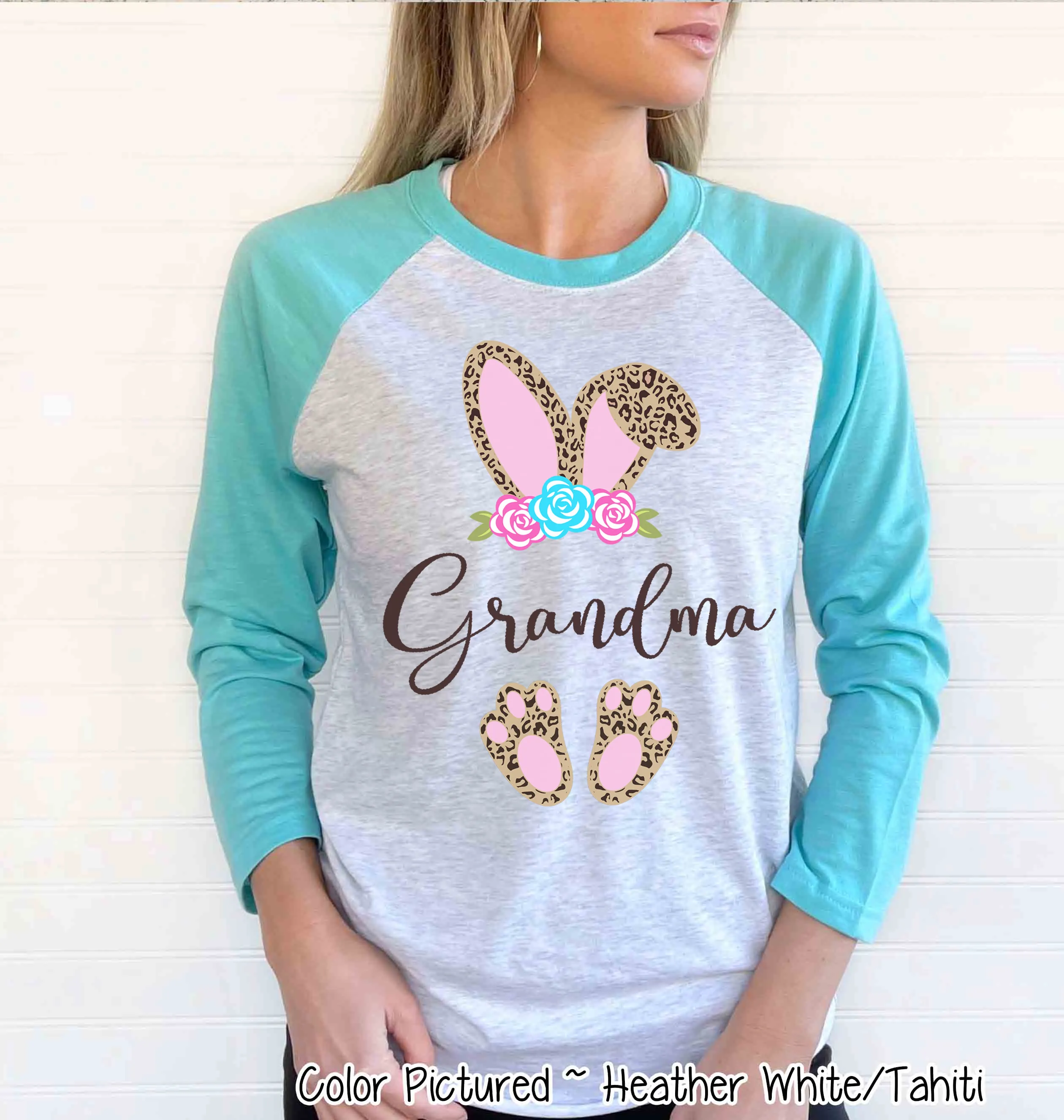 Cheetah Leopard Print Bunny Ears with Grandma Easter Tee