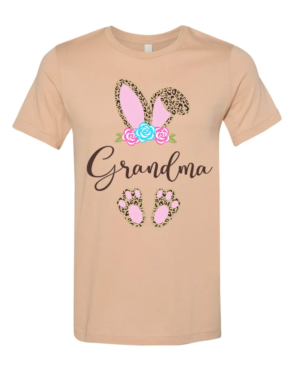 Cheetah Leopard Print Bunny Ears with Grandma Easter Tee