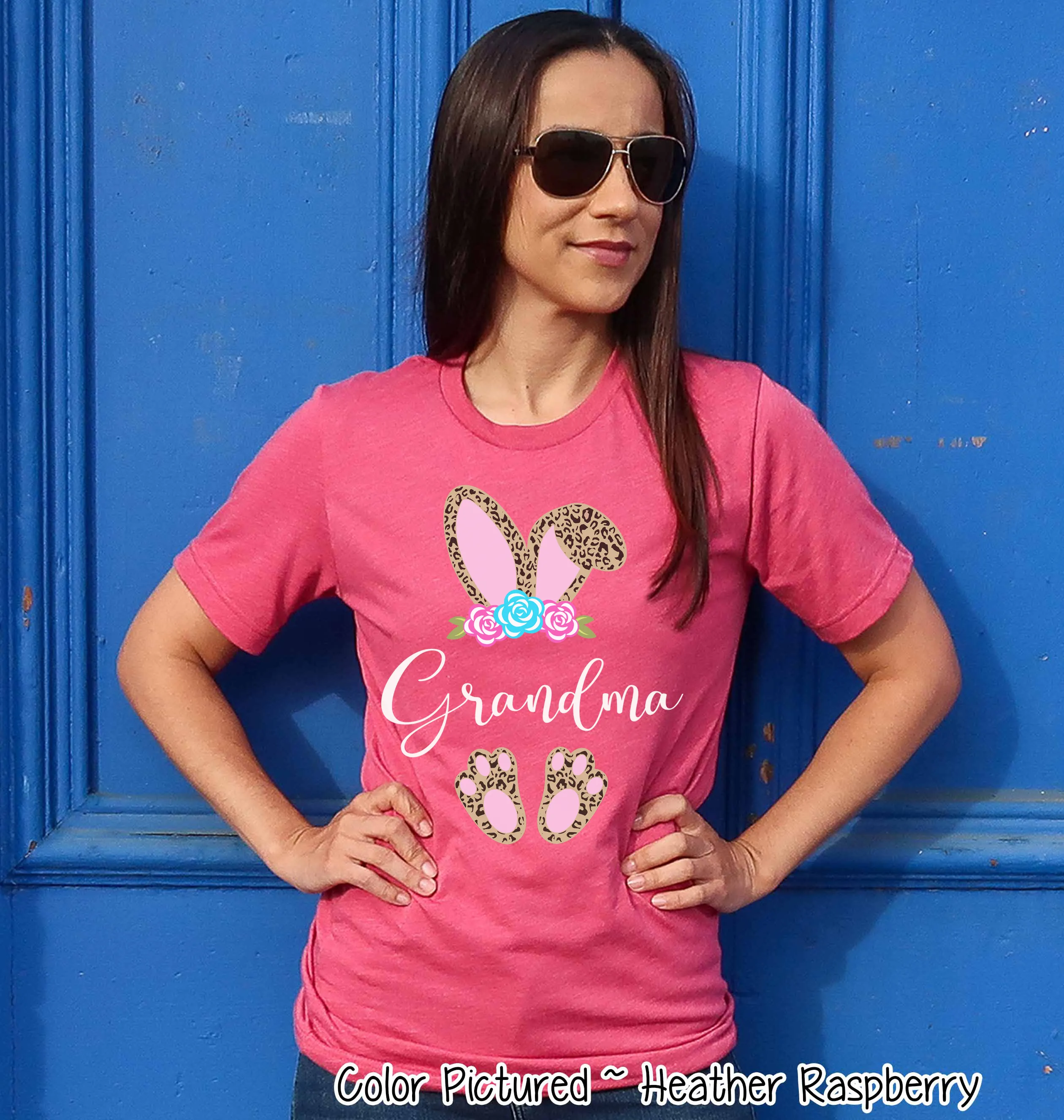 Cheetah Leopard Print Bunny Ears with Grandma Easter Tee