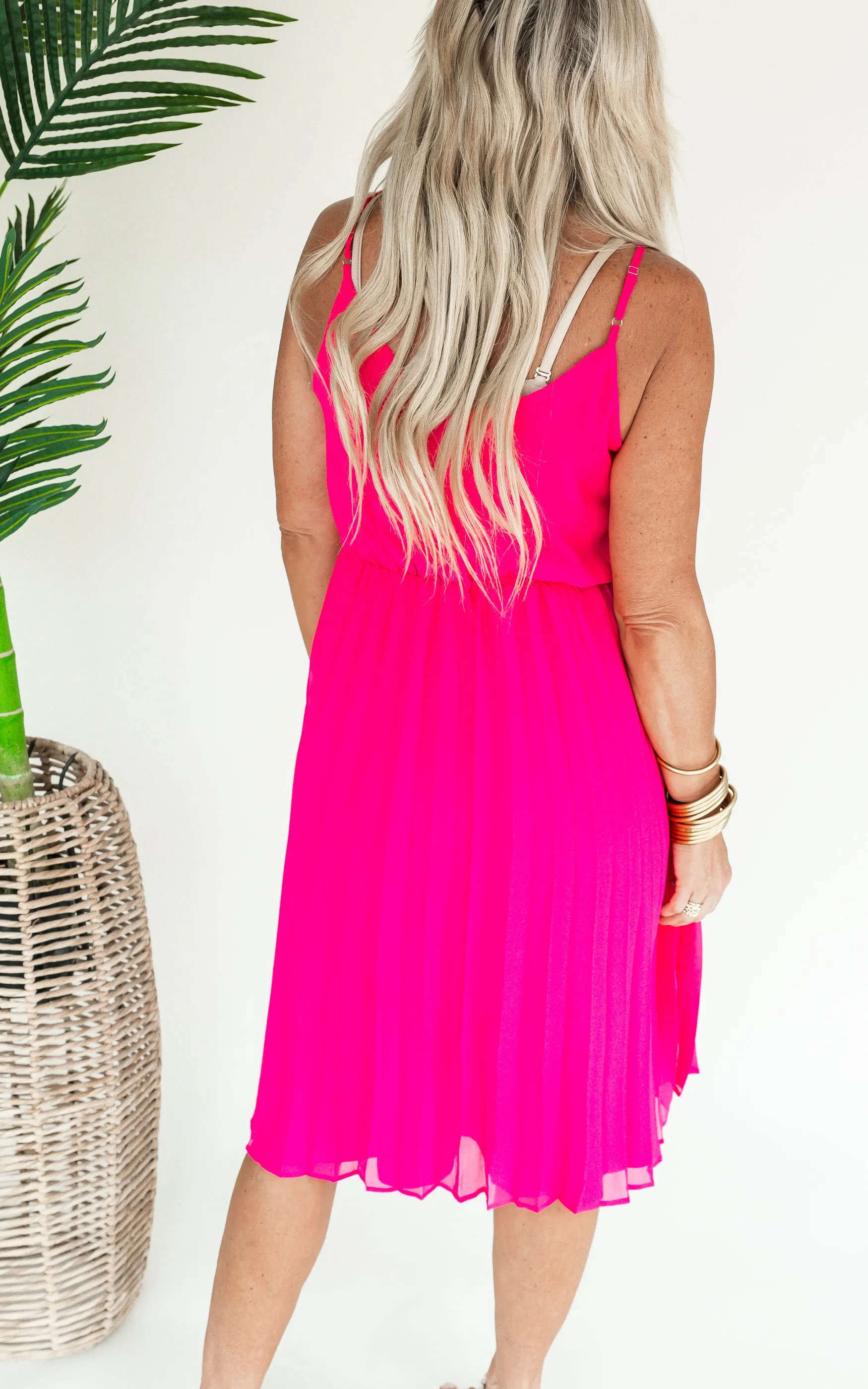 Chiffon Pleated Skirt Midi Dress - Final Sale