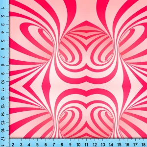 Christmas Candy Cane Fabric Pattern, Spiral OpArt Design Printed By The Yard