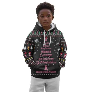 Christmas Tree Breast Cancer Afro Kid Hoodie Survivor African DT03