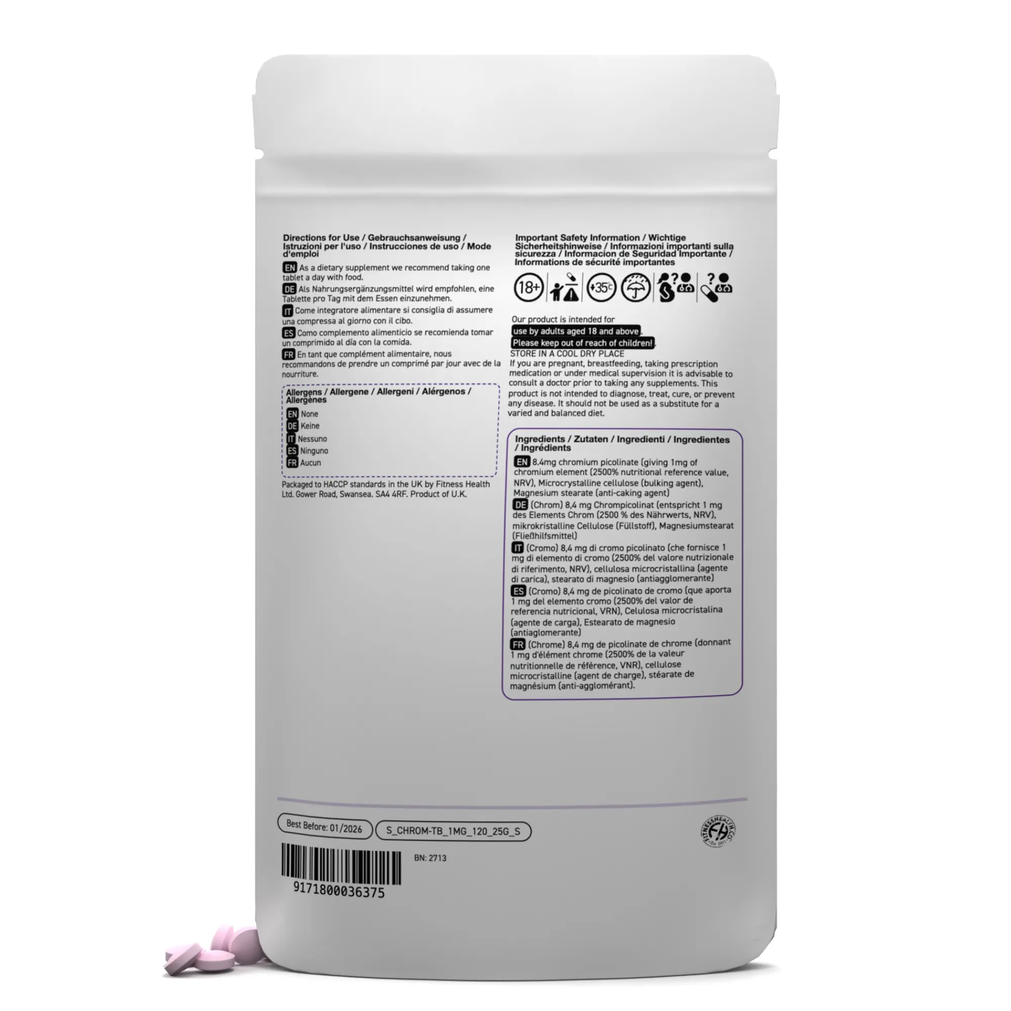 Chromium Tablets 8mg Vegan Tablets - 1 Year Supply - 25% DISCOUNT