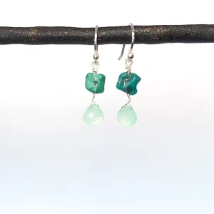 Chrysoprase and Turquoise Nugget Dangle Earrings