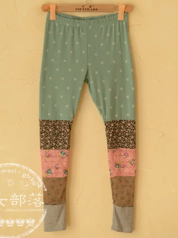 Clearance - flowers patchwork leggings