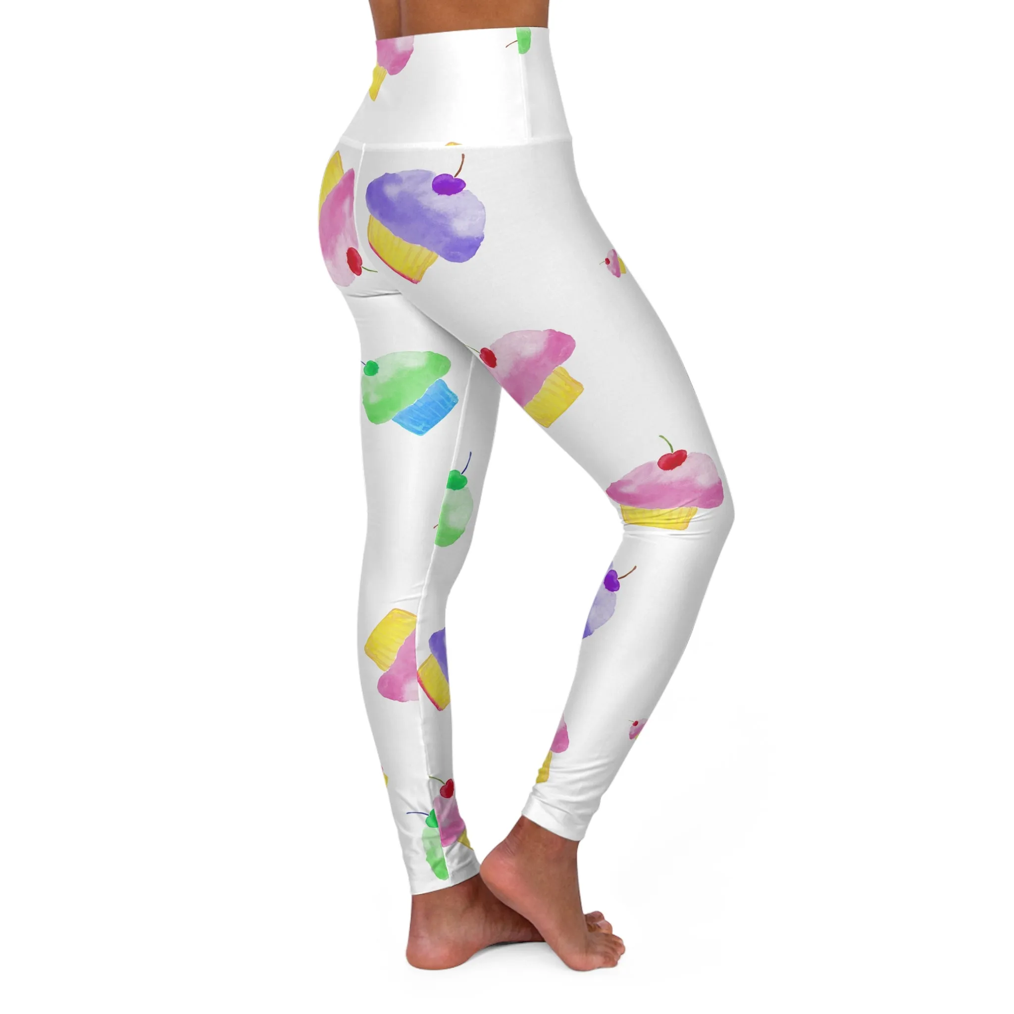 Colorful Cupcake High Waisted Yoga Leggings - Fun & Comfy Activewear for Yoga and Fitness