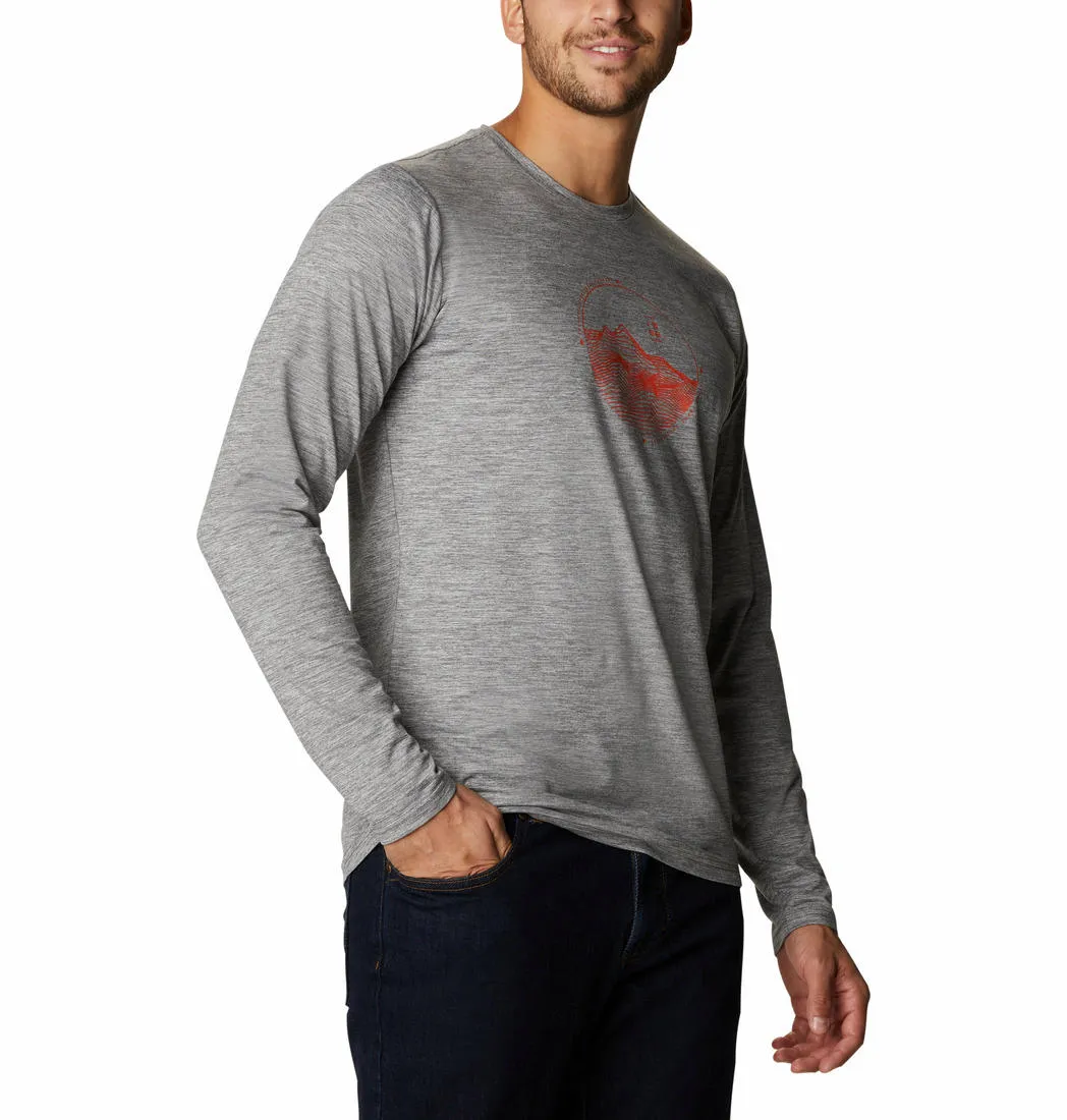 Columbia Men Grey Tech Trail Graphic Long Sleeve T-Shirt