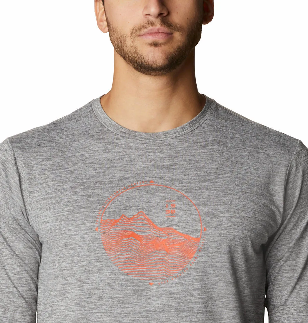Columbia Men Grey Tech Trail Graphic Long Sleeve T-Shirt