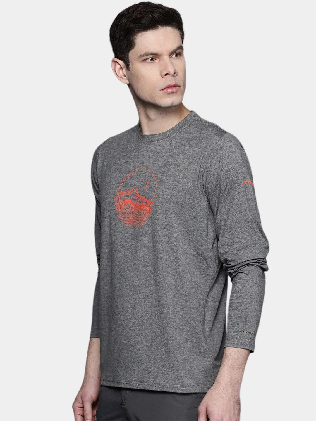 Columbia Men Grey Tech Trail Graphic Long Sleeve T-Shirt