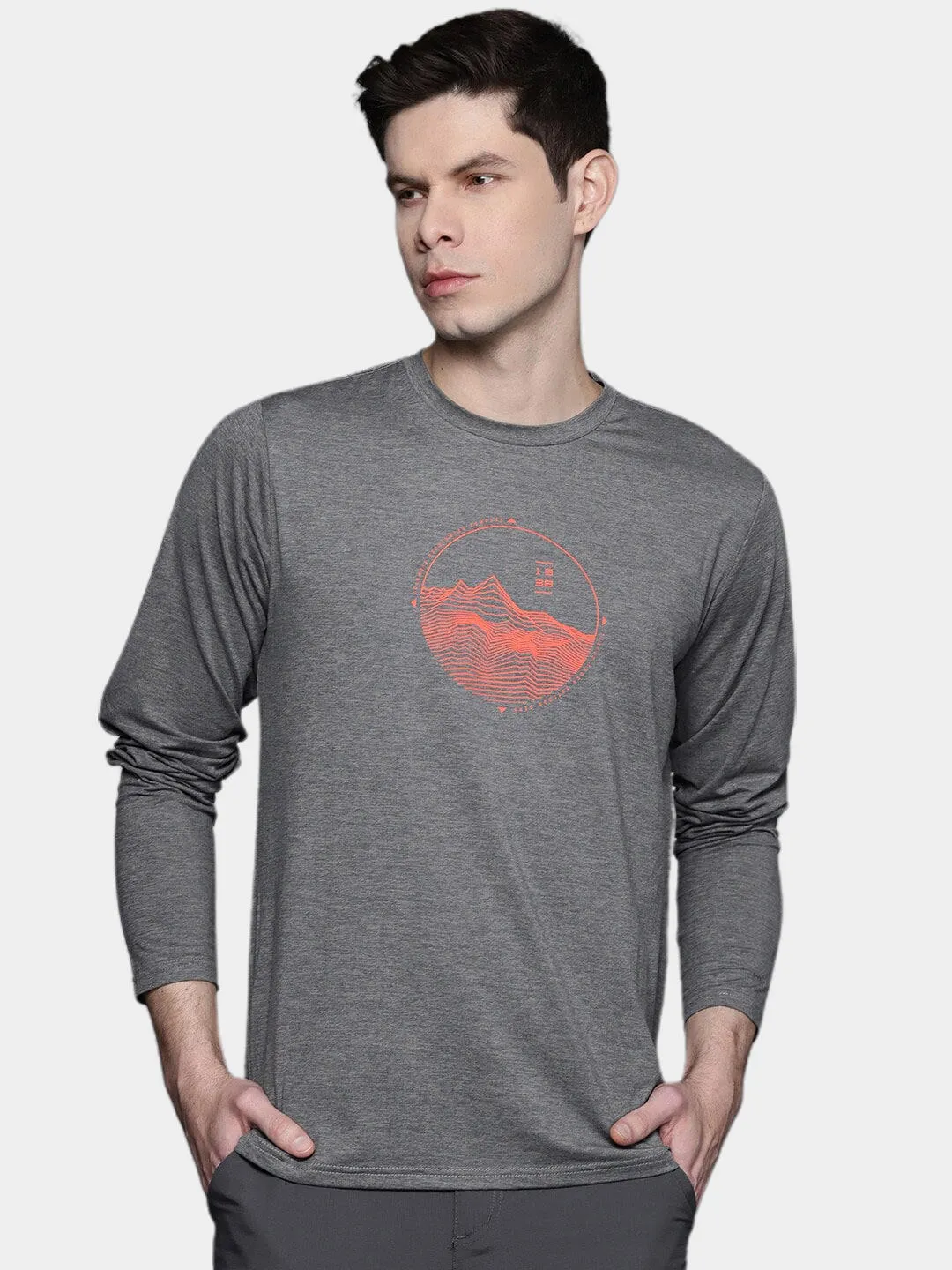 Columbia Men Grey Tech Trail Graphic Long Sleeve T-Shirt