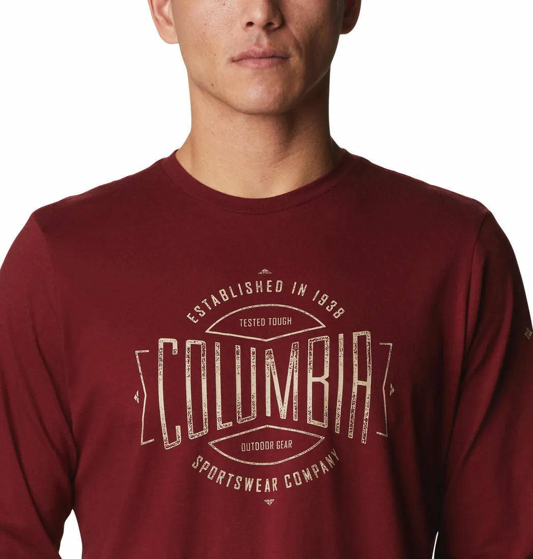 Columbia Men Maroon Brighton Woods Graphic Long Sleeve T-Shirt