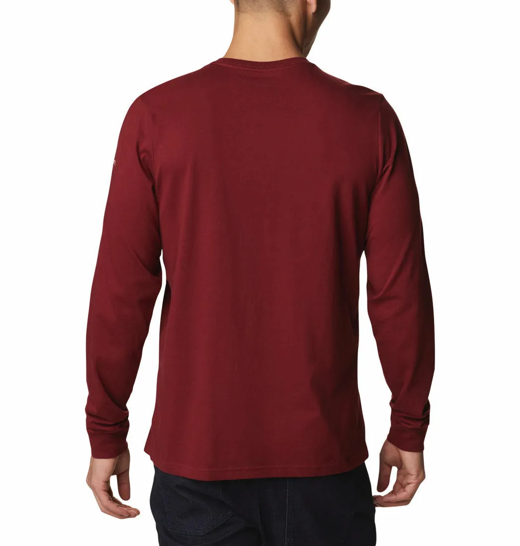 Columbia Men Maroon Brighton Woods Graphic Long Sleeve T-Shirt
