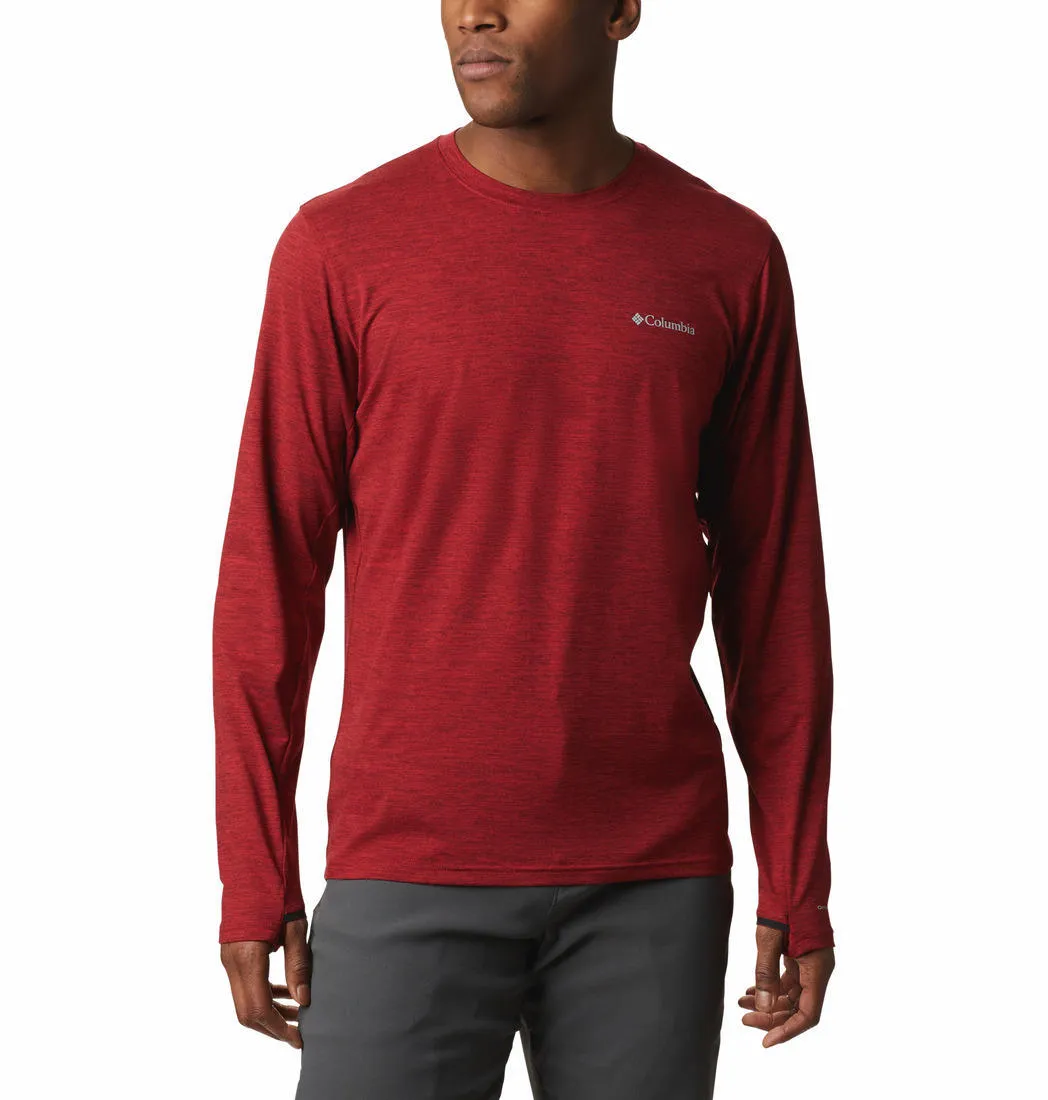 Columbia Men Red Tech Trail Long Sleeve Crew II T-Shirt