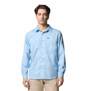 Columbia Mens Blue Omni-Shade Broad Spectrum Silver Ridge Utility Lite Plaid Long Sleeve Shirt