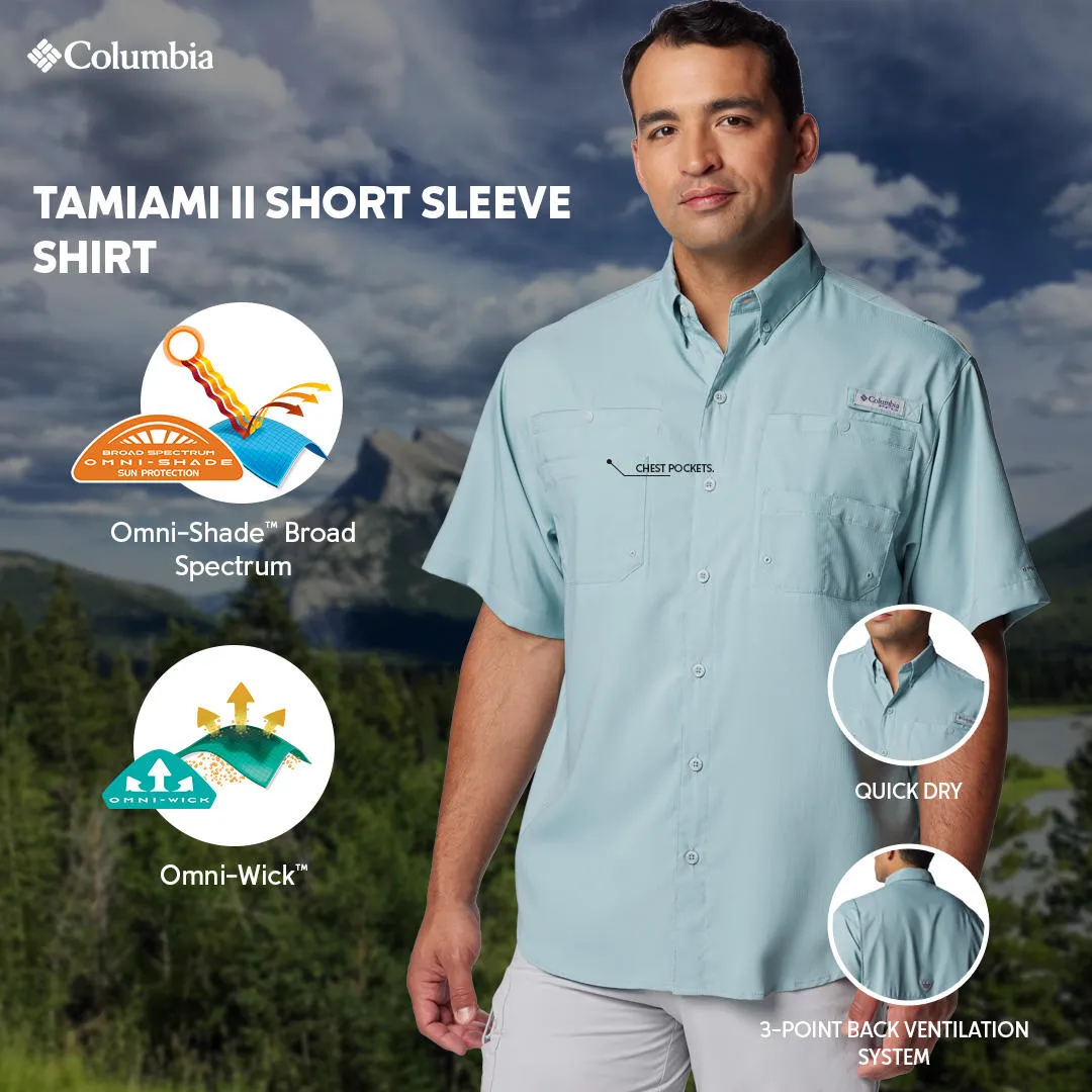 Columbia Mens Blue Omni-Wick Tamiami II Short Sleeve Shirt