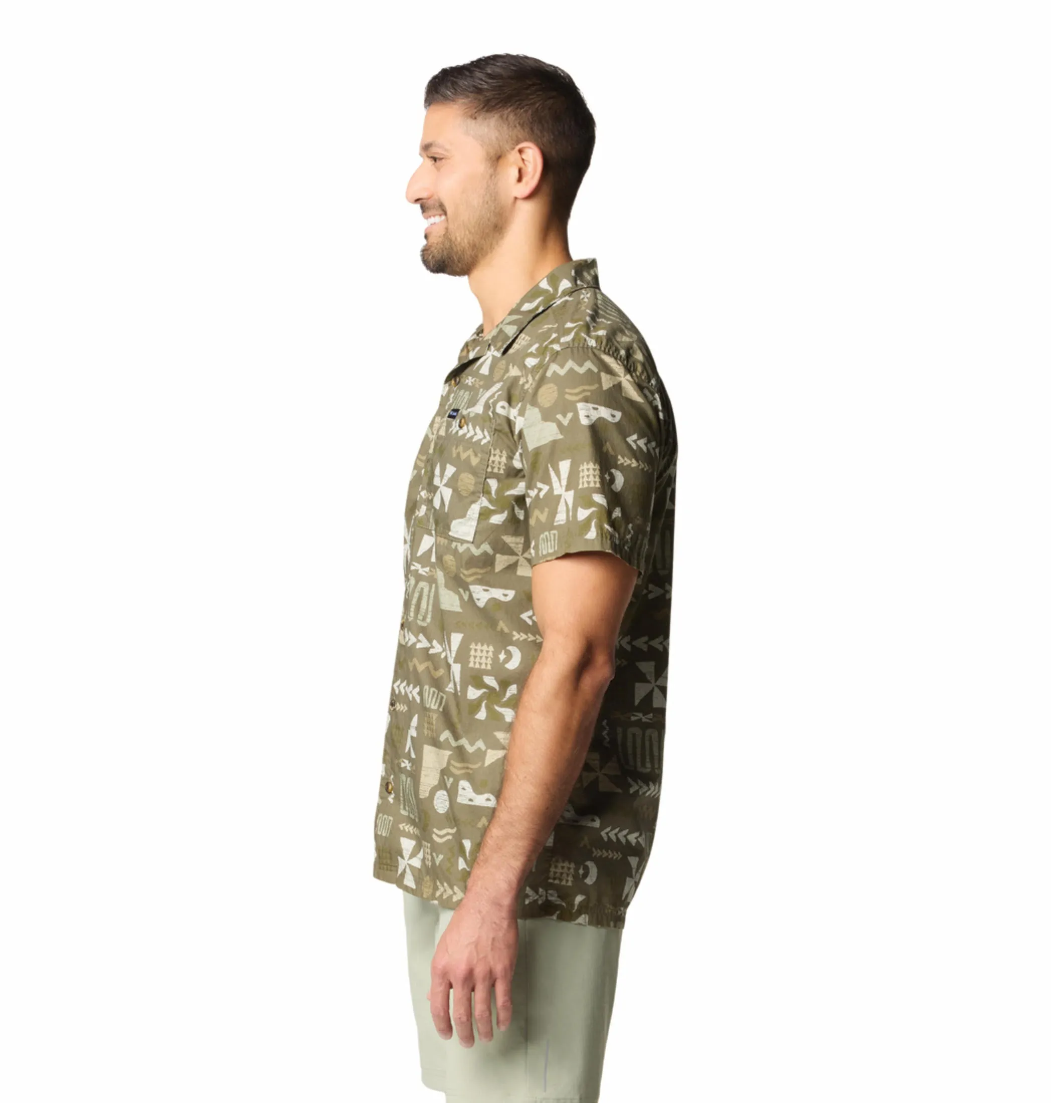Columbia Mens Olive Pine Canyon Short Sleeve Shirt