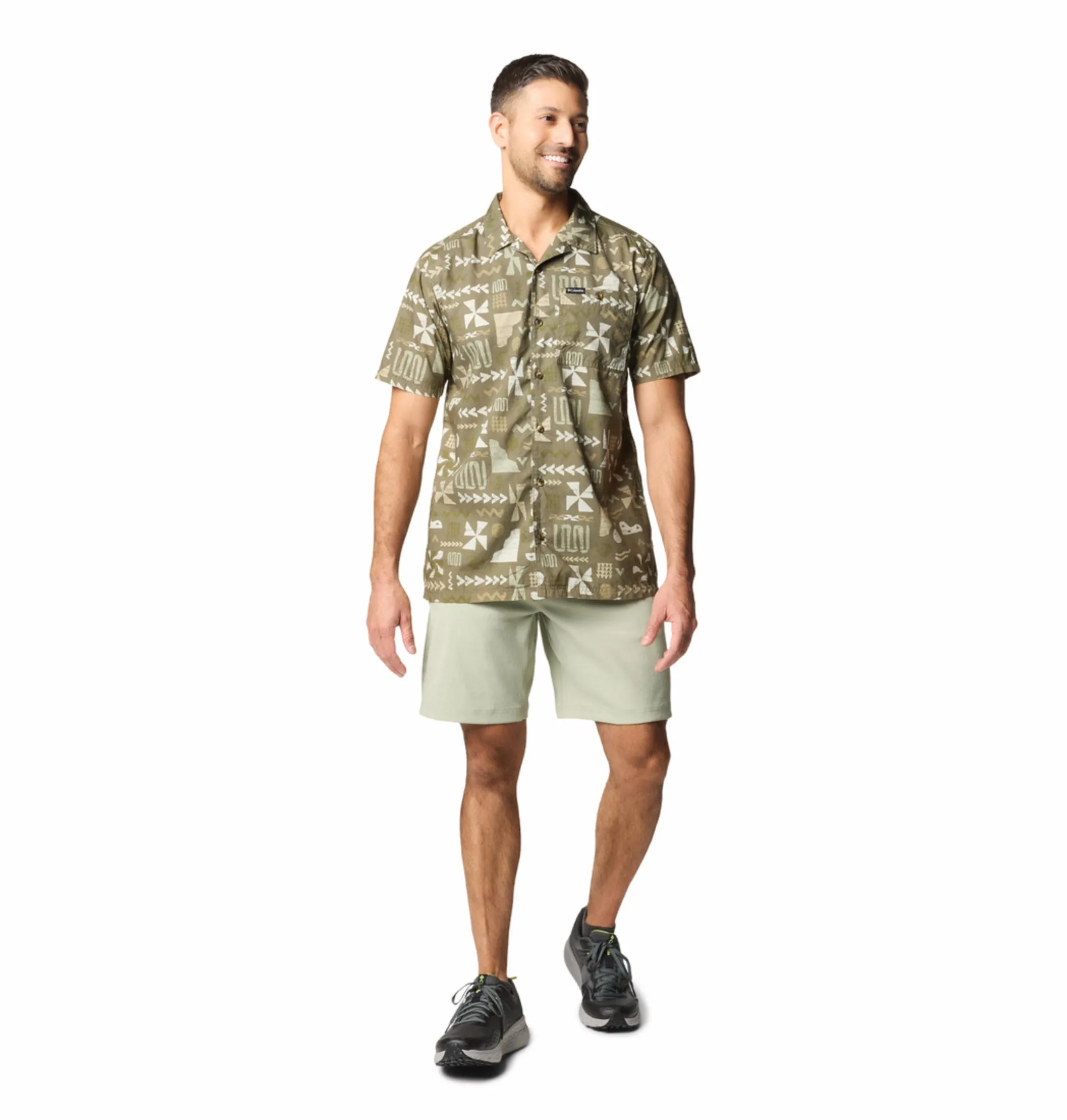 Columbia Mens Olive Pine Canyon Short Sleeve Shirt