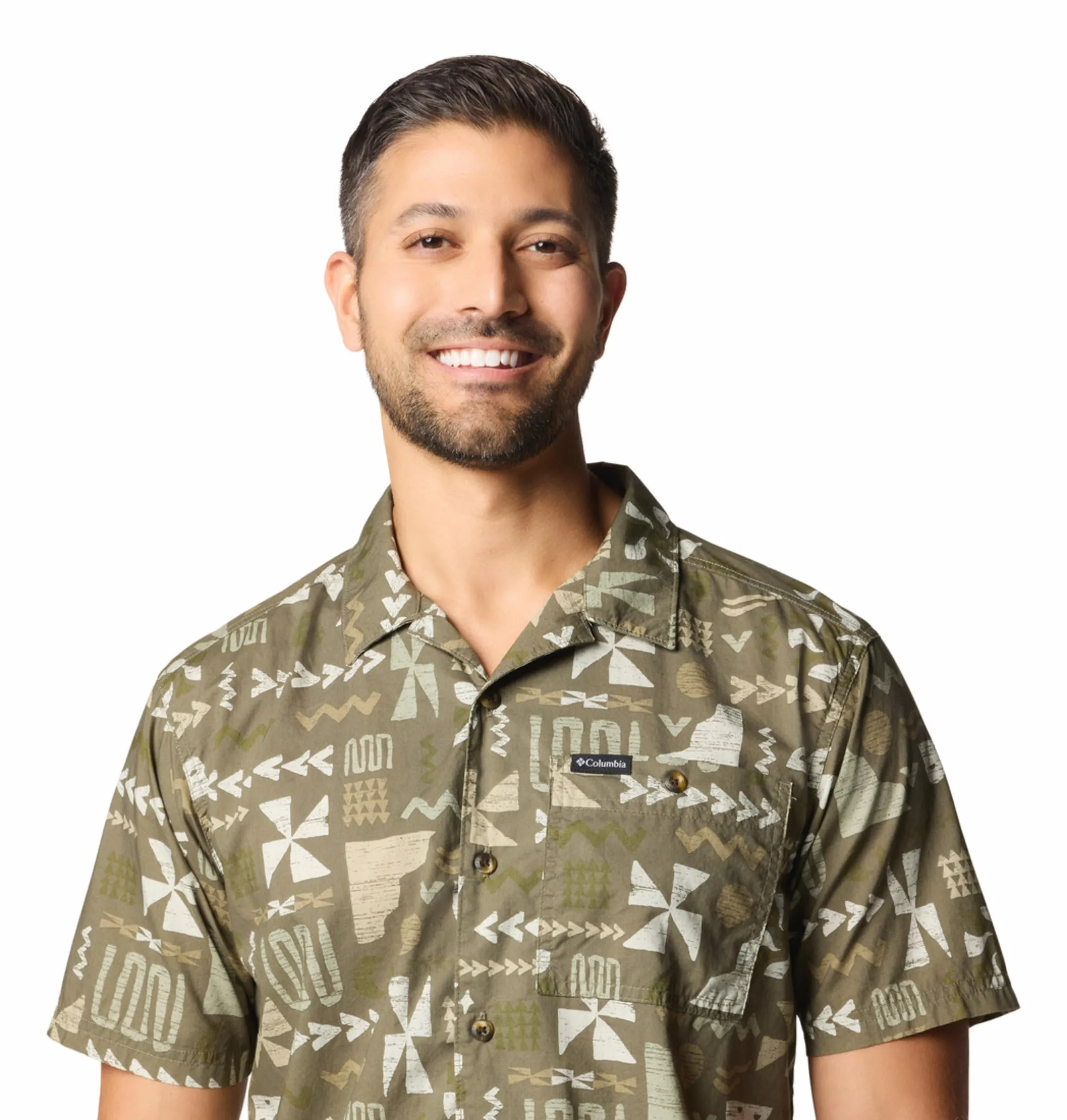 Columbia Mens Olive Pine Canyon Short Sleeve Shirt