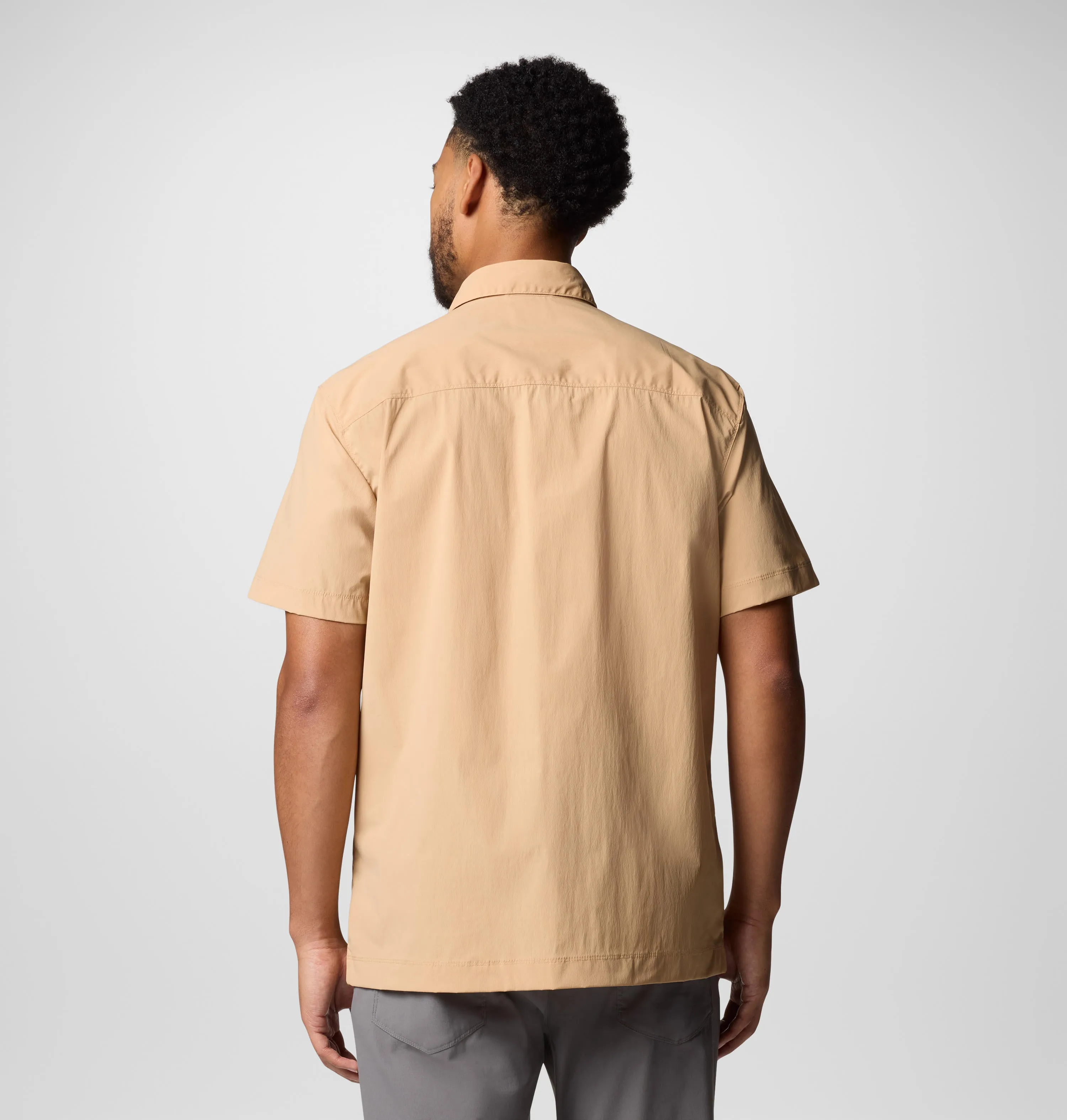Columbia Mens Peach Omni-Freeze Black Mesa Utility Short Sleeve Shirt