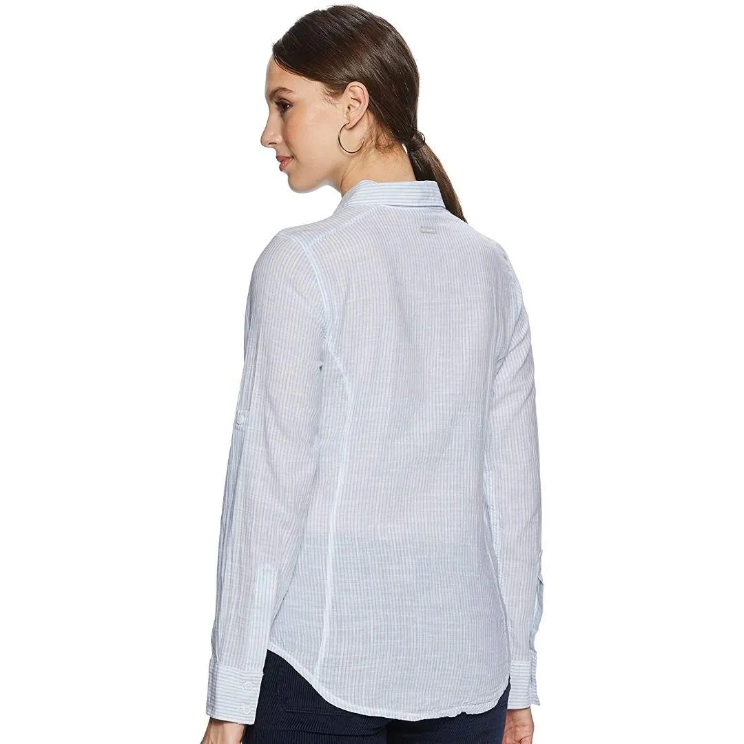 Columbia Women Blue Camp Henry Long Sleeve Shirt