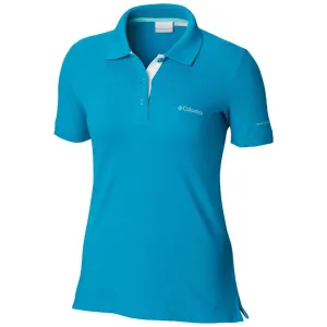Columbia Women Blue Cascade Range Solid Polo T-Shirt