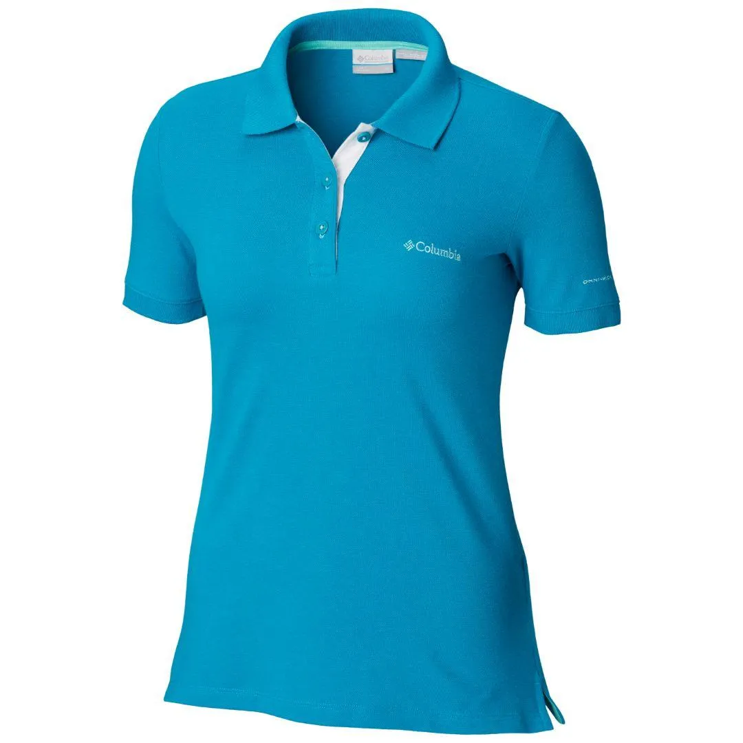 Columbia Women Blue Cascade Range Solid Polo T-Shirt