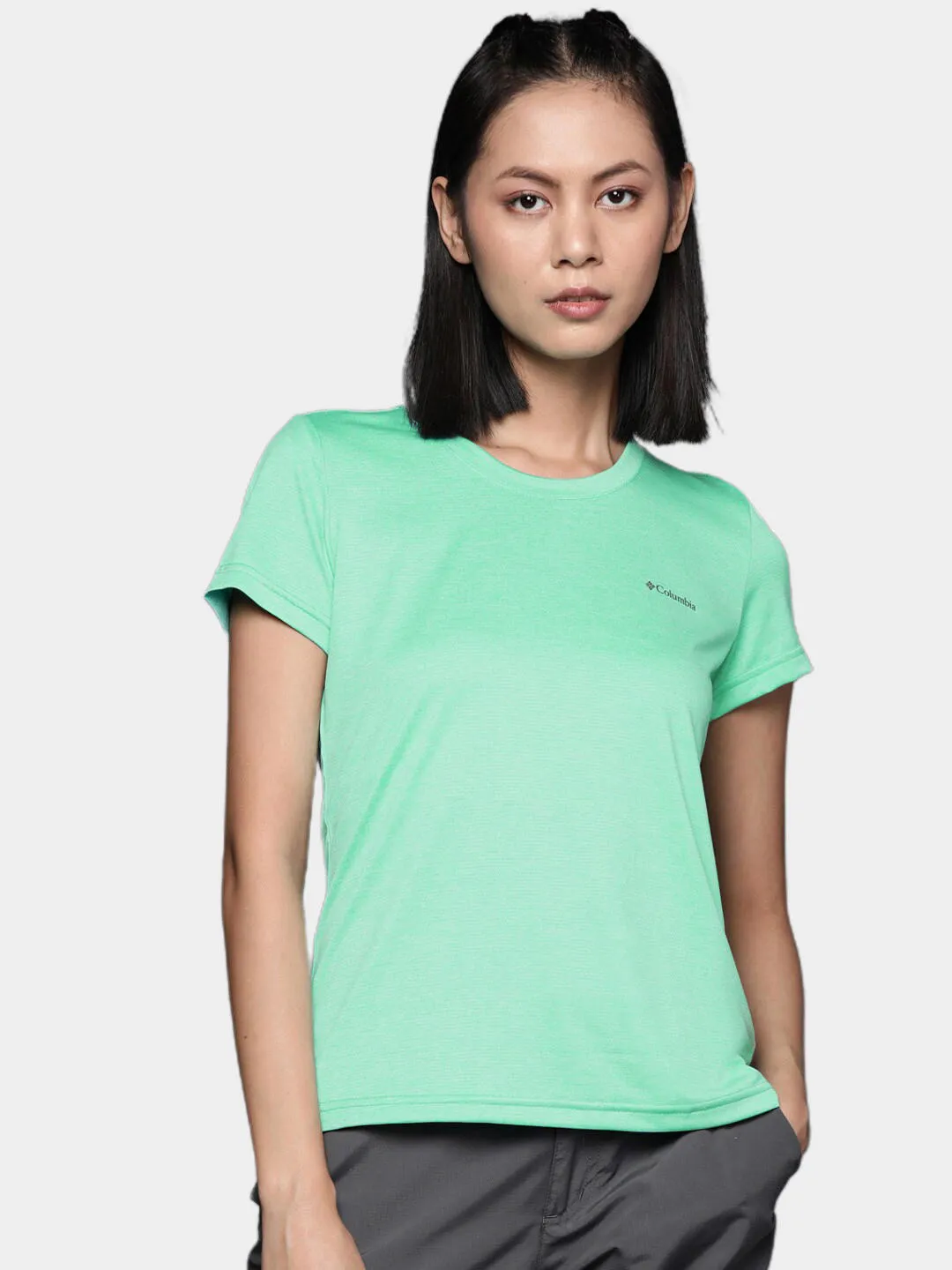 Columbia Women Green Columbia Hike SS Crew T-Shirt
