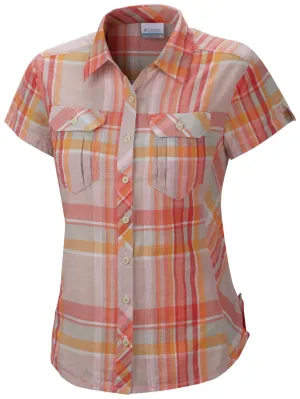 Columbia Women Orange Camp Henry Short Sleeve Shirt