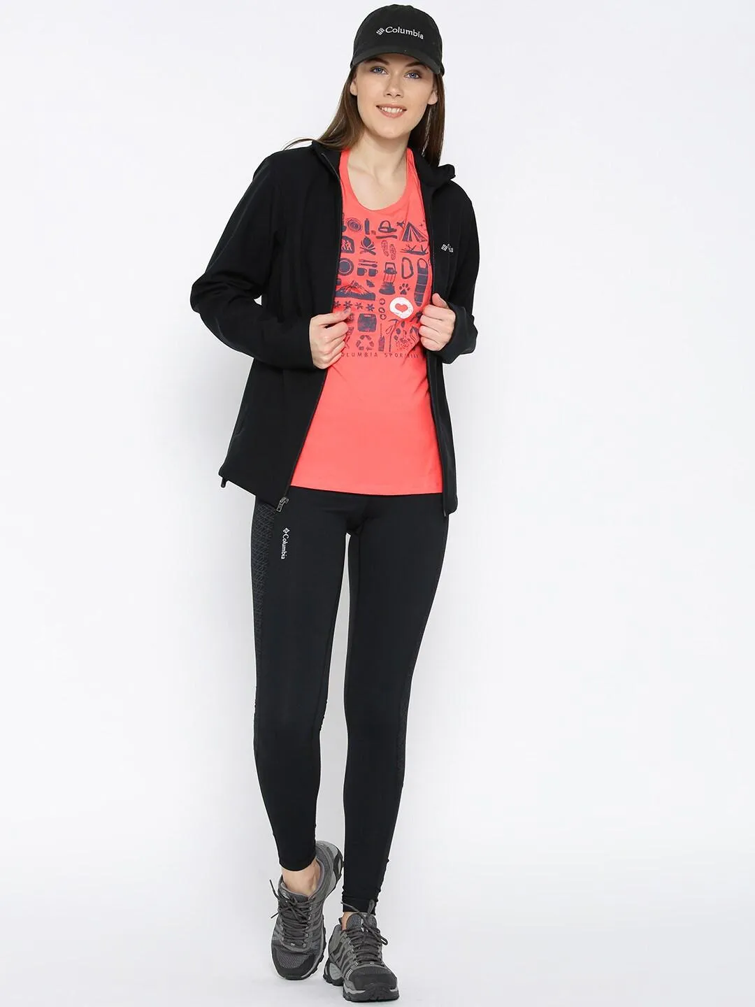 Columbia Women Pink Camp Stamp Performance T-Shirt