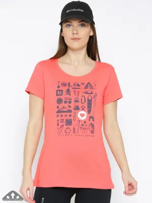 Columbia Women Pink Camp Stamp Performance T-Shirt