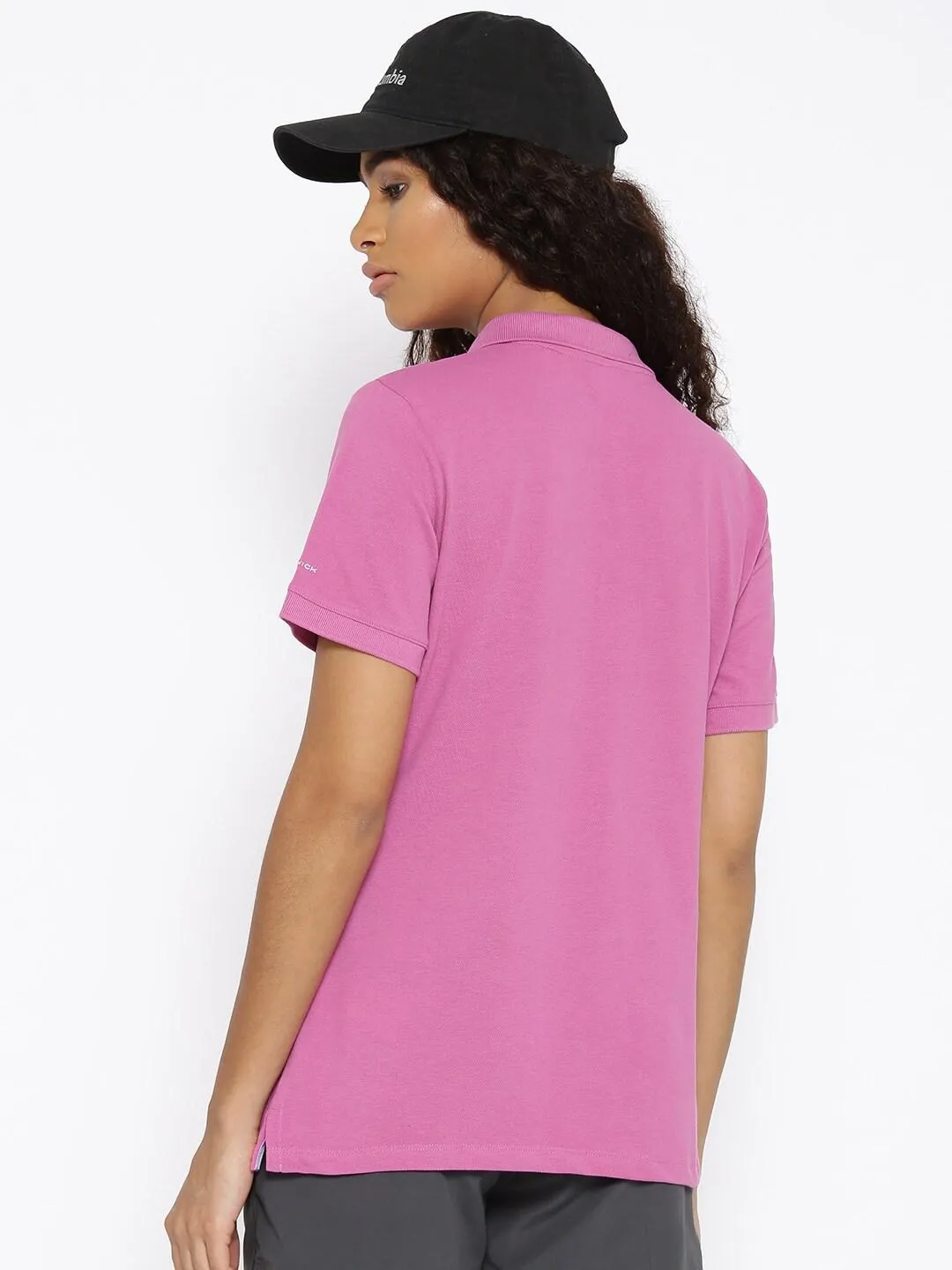 Columbia Women Pink Cascade Range Solid Polo T-Shirt