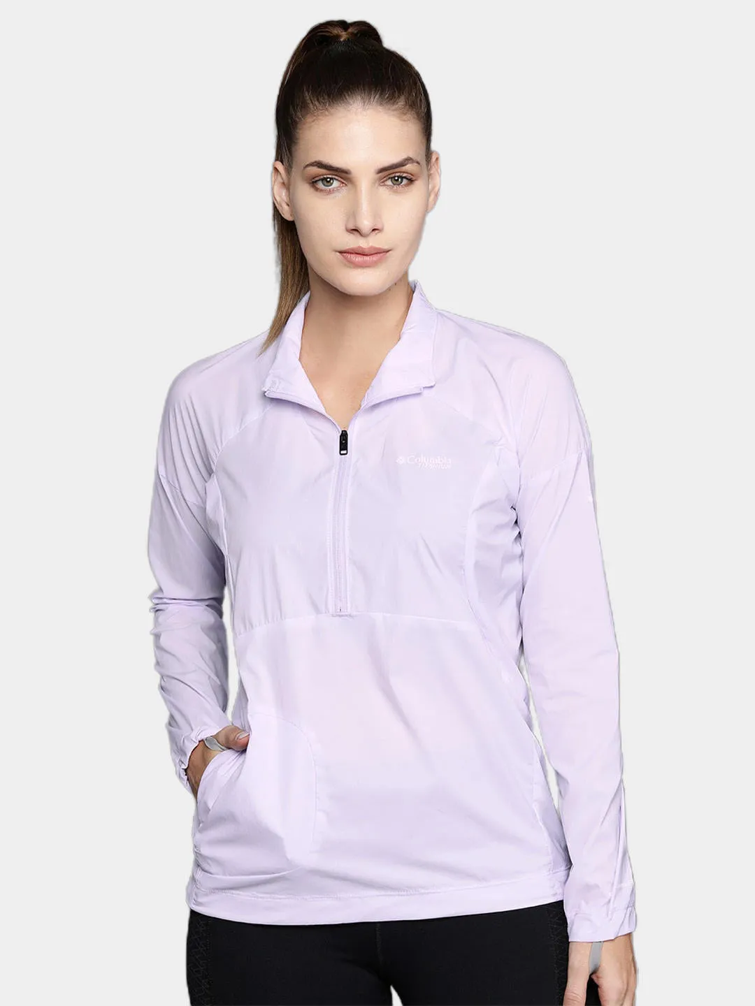 Columbia Women Purple W Titan Pass Lightweight 1/2 Zip Shirts