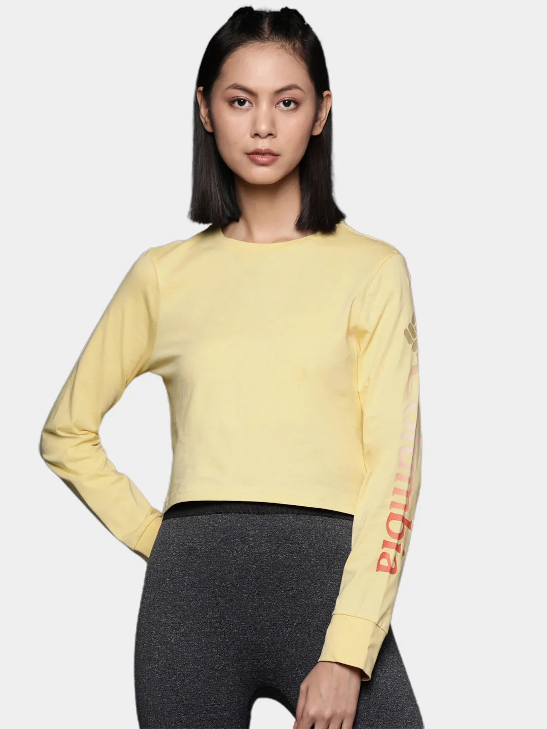 Columbia Women Yellow North Cascades LS Printed T-Shirt