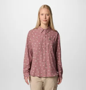 Columbia Womens Pink Omni-Wick Silver Ridge Utility Patterned Long Sleeve Shirt