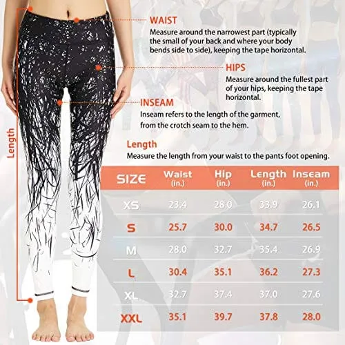 COOLOMG Women's Yoga Running Pants Printed Compression Leggings Workout Tights Hidden Pocket Purple Camo Medium