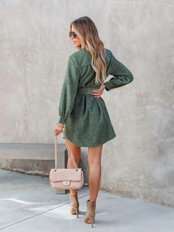 Corduroy Women's Casual Shirt Dress